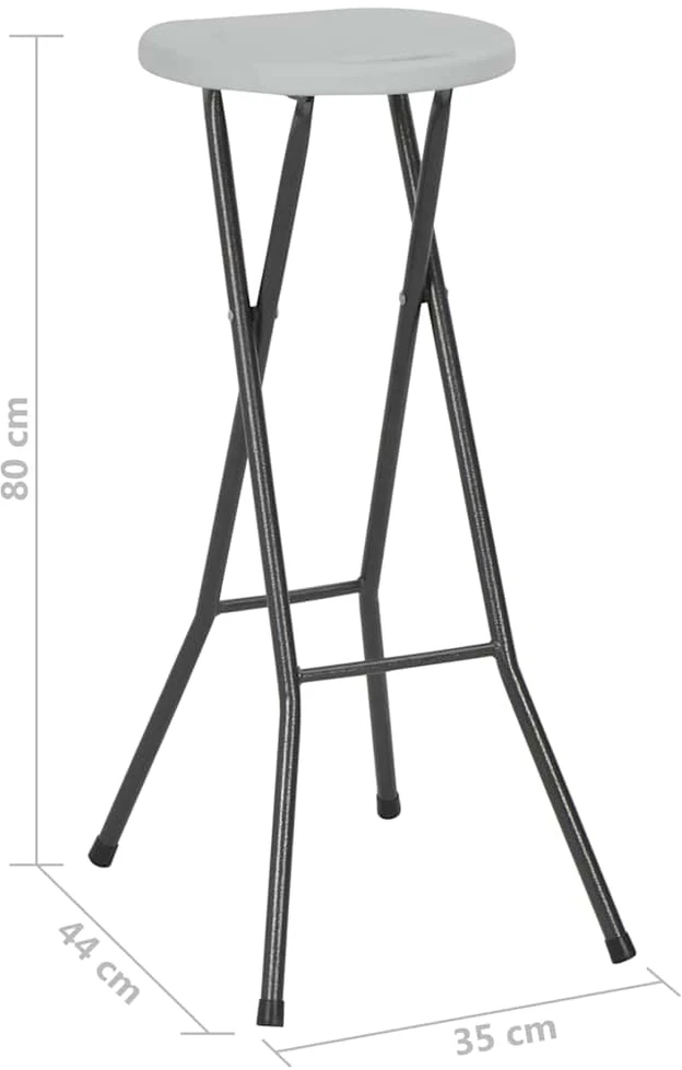 Sulankstomos baro taburetės, 2 vnt., HDPE ir plienas, baltos