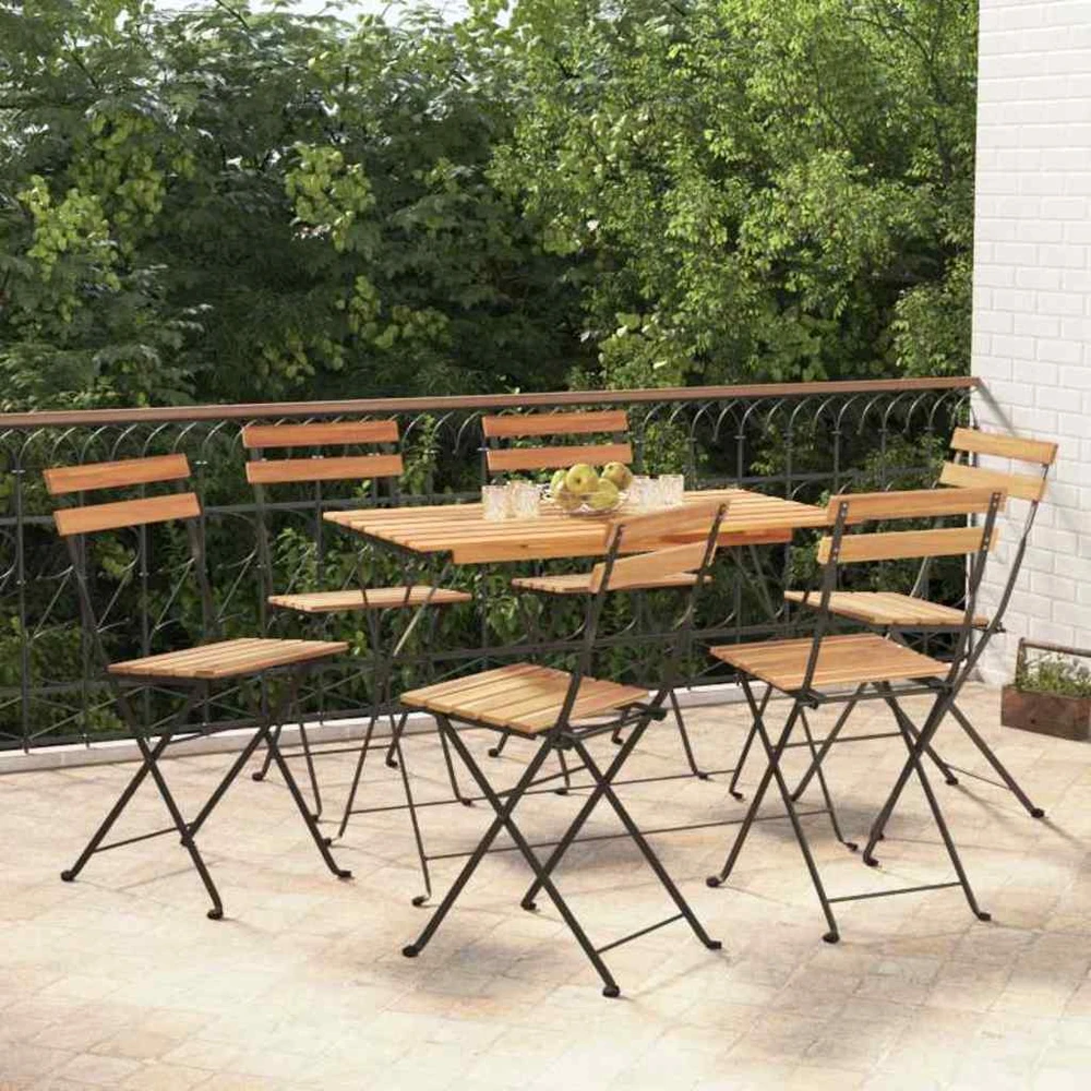 Sulankstomos bistro kėdės, 6vnt., tikmedžio masyvas ir plienas