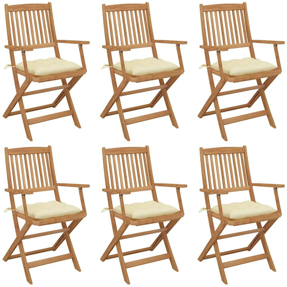 Sulankstomos sodo kėdės su pagalvėmis, 6vnt., akacijos masyvas