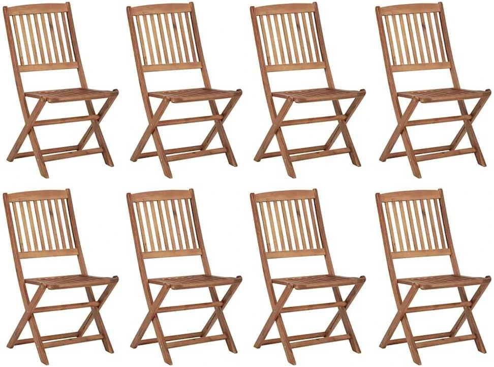 Sulankstomos lauko kėdės su pagalvėlėmis, 8vnt., akacija