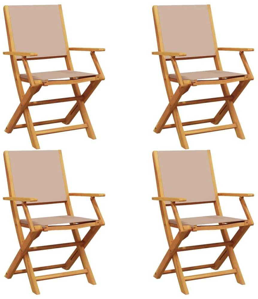 Sulankstomos sodo kėdės, 4vnt., taupe, audinys/mediena
