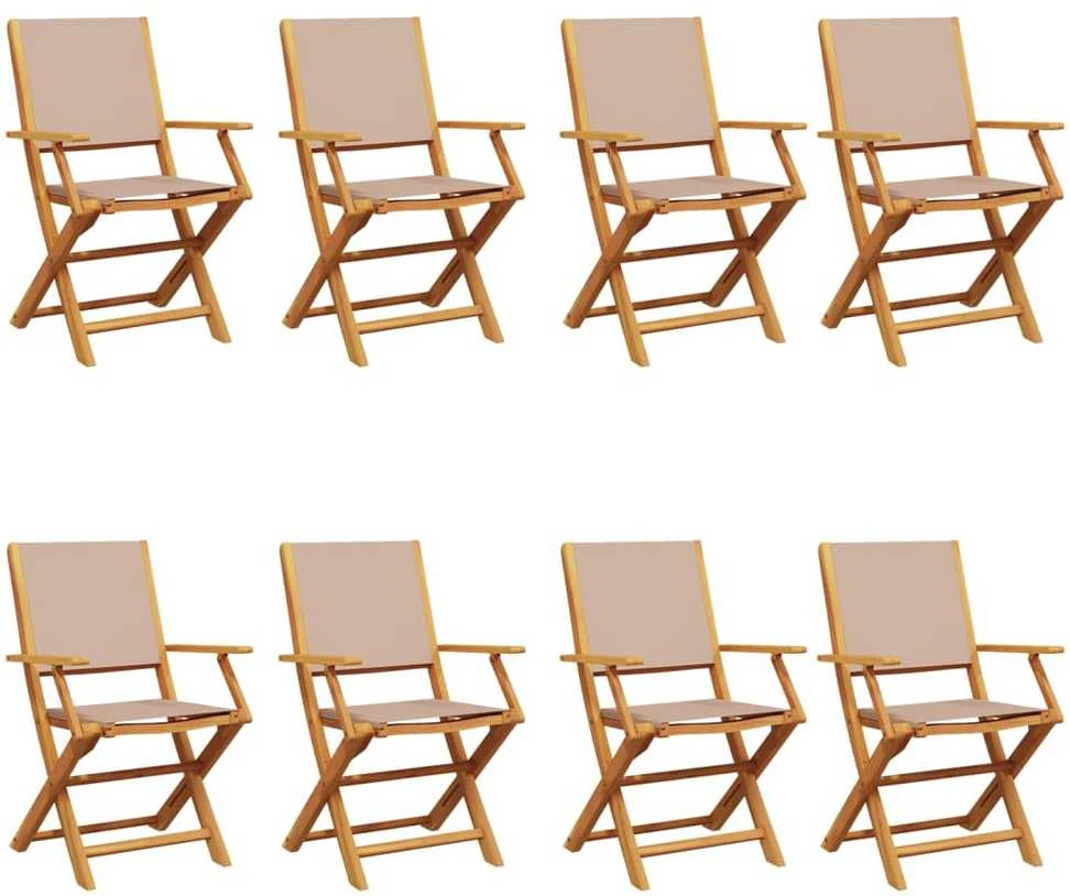 Sulankstomos sodo kėdės, 8vnt., taupe, audinys/mediena