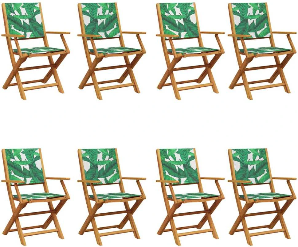 Sulankstomos sodo kėdės, 8vnt., žalios, audinys ir mediena