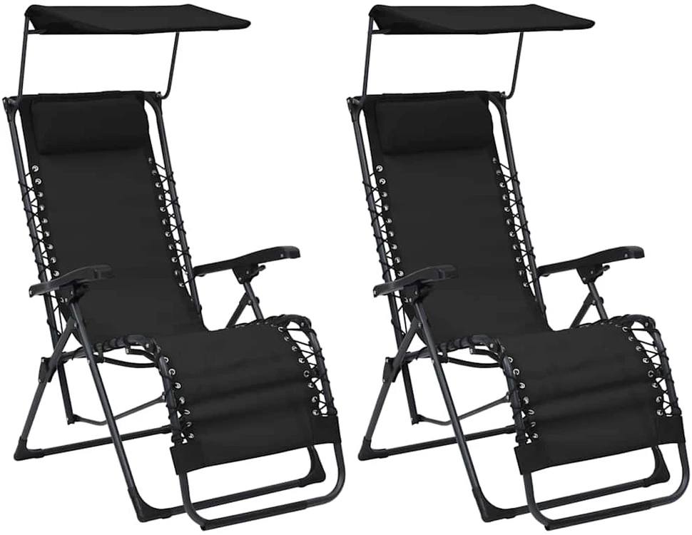 Sofa Sulankstomos terasos kėdės, 2 vnt., juoda, tekstilenas