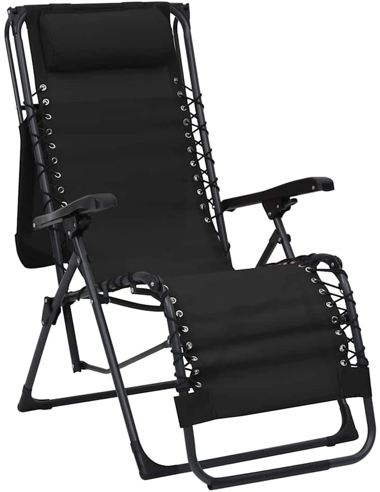 Sofa Sulankstomos terasos kėdės, 2 vnt., juoda, tekstilenas