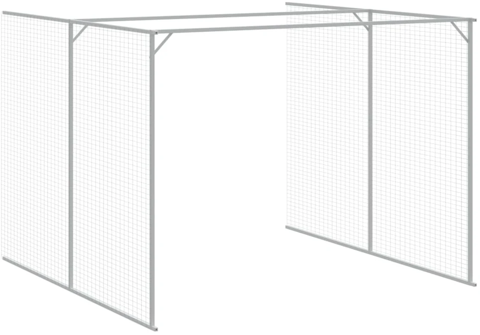 Šuns narvas su aptvaru, šviesiai pilkas, 214x865x181cm, plienas