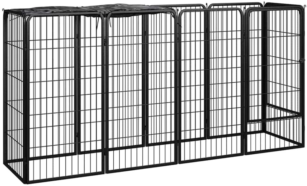 Šunų aptvaras, 10 segmentų, juodas, 50x100cm, plienas