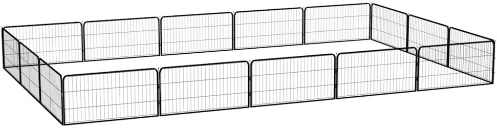 Šunų aptvaras, 16 segmentų, juodas, 100x50cm, plienas