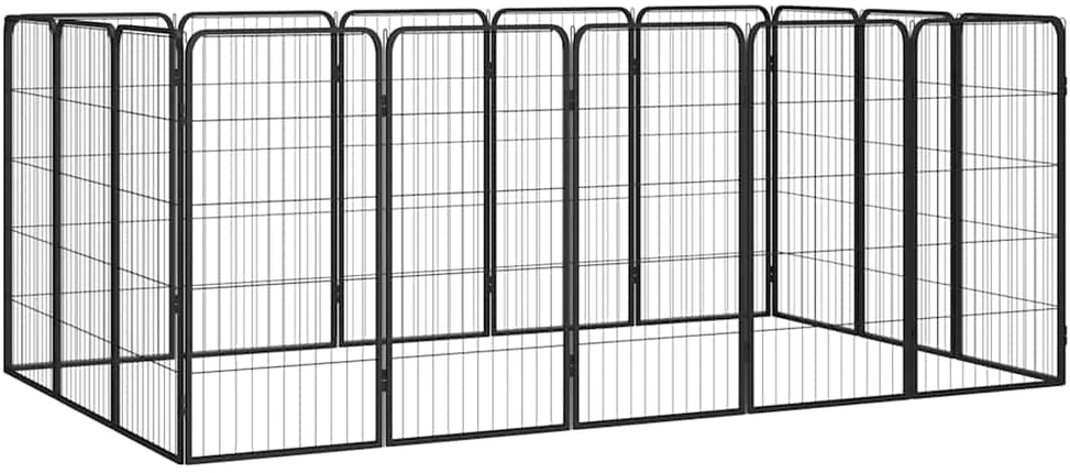 Šunų aptvaras, 16 segmentų, juodas, 50x100cm, plienas