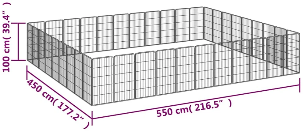 Šunų aptvaras, 40 segmentų, juodas, 50x100cm, plienas