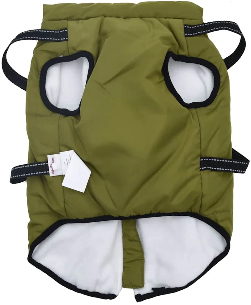 Šunų kailis su diržais, atsparus vandeniui, žalias, 3XL