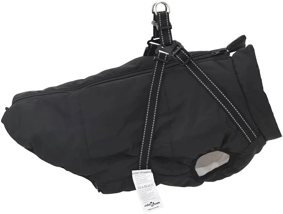 Šunų kailis su diržais, atsparus vandeniui, juodas, 5XL