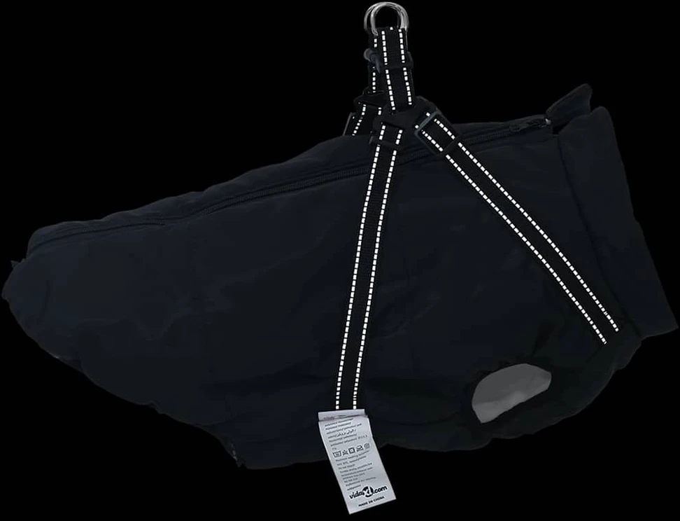Šunų kailis su diržais, atsparus vandeniui, juodas, 5XL
