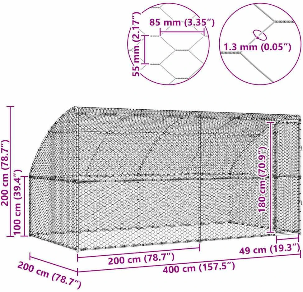 Šunų narvas 2 vnt. Sidabrinė 4 x 2 x 2 m Galvanizuotas plienas
