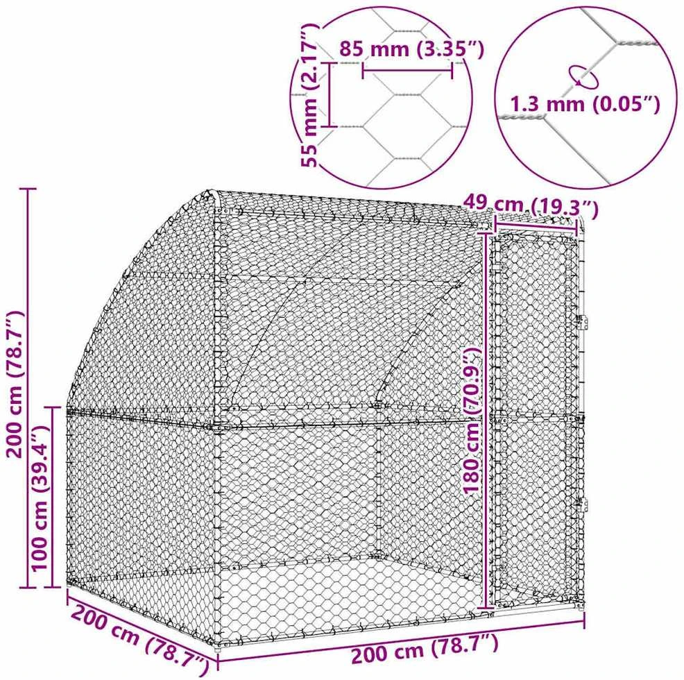 Šunų narvas Sidabrinė 2 x 2 x 2 m Galvanizuotas plienas