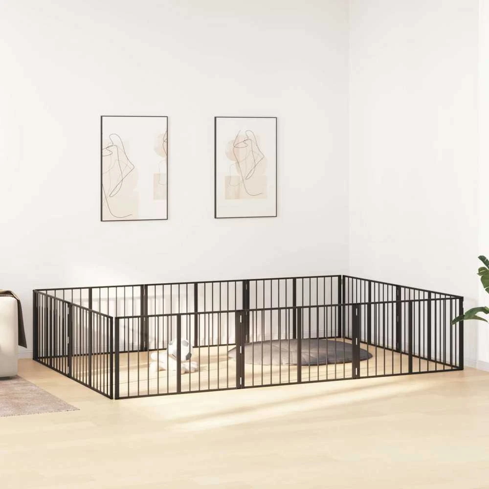 Šunų vartai 10 vnt. Juoda 100 x 60 cm Galvanizuotas plienas