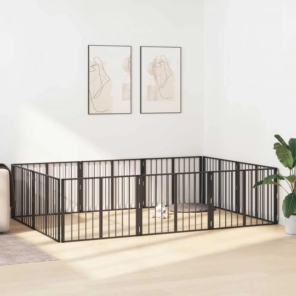 Šunų vartai 10 vnt. Juoda 80 x 60 cm Galvanizuotas plienas