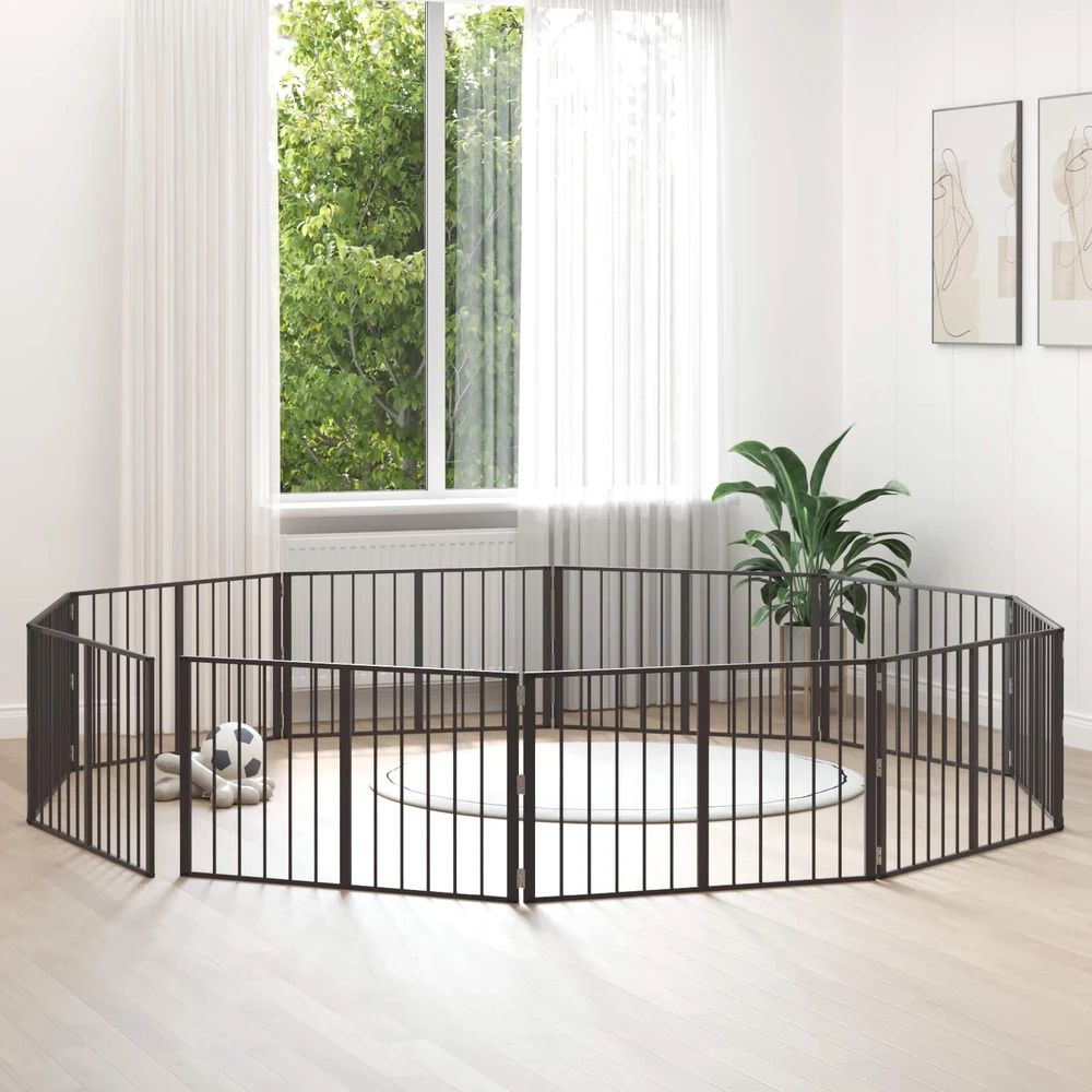 Šunų vartai 10 vnt. Juoda 100 x 60 cm Galvanizuotas plienas