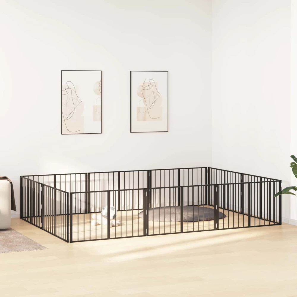 Šunų vartai 10 vnt. Juoda 100 x 60 cm Galvanizuotas plienas