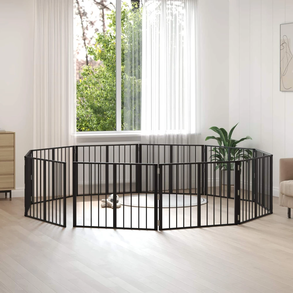 Šunų vartai 10 vnt. Juoda 80 x 60 cm Galvanizuotas plienas
