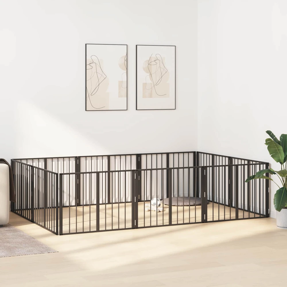 Šunų vartai 10 vnt. Juoda 80 x 60 cm Galvanizuotas plienas