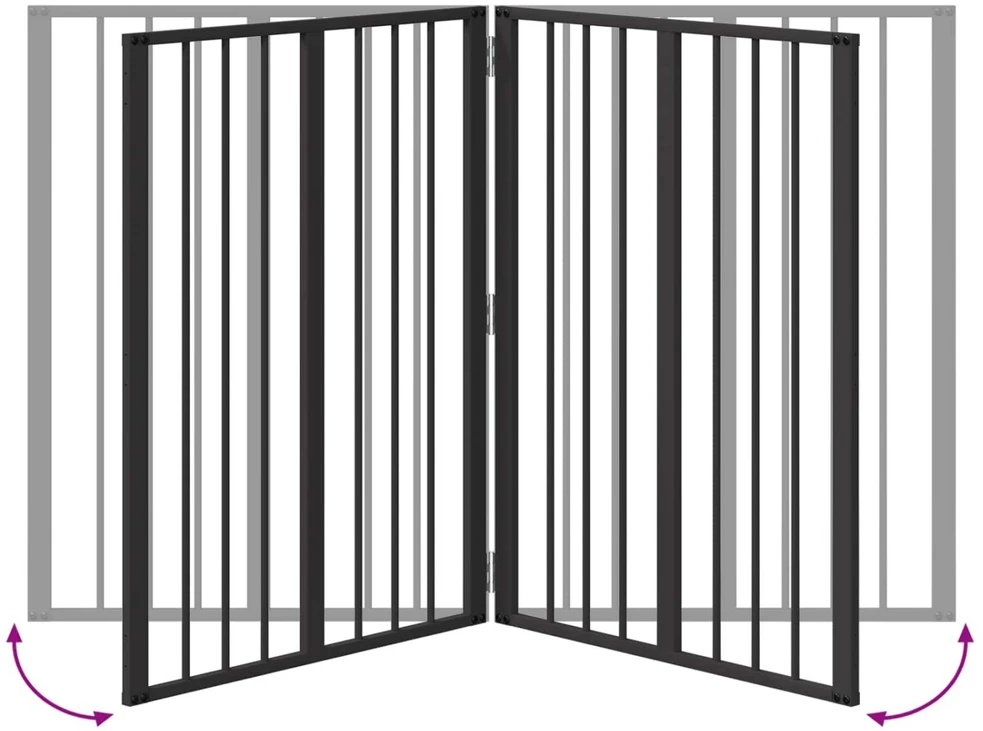 Šunų vartai 4 vnt. Juoda 60 x 80 cm Galvanizuotas plienas