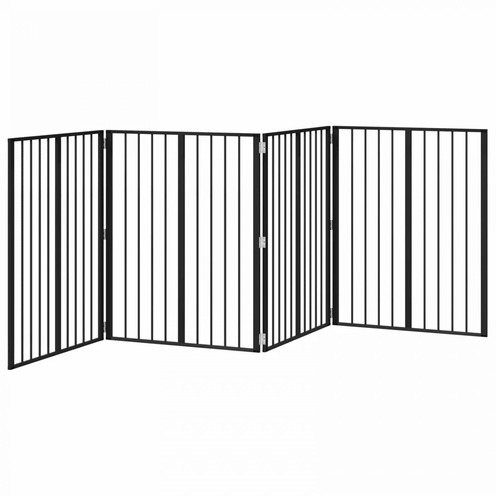 Šunų vartai 4 vnt. Juoda 80 x 100 cm Galvanizuotas plienas