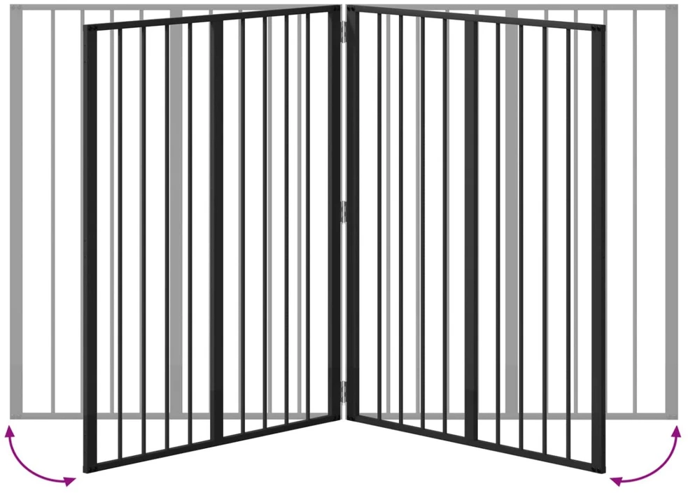 Šunų vartai 4 vnt. Juoda 80 x 100 cm Galvanizuotas plienas