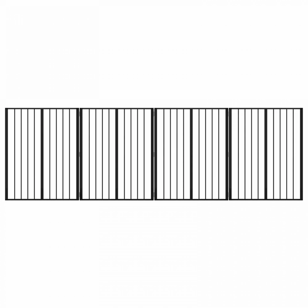 Šunų vartai 4 vnt. Juoda 80 x 100 cm Galvanizuotas plienas