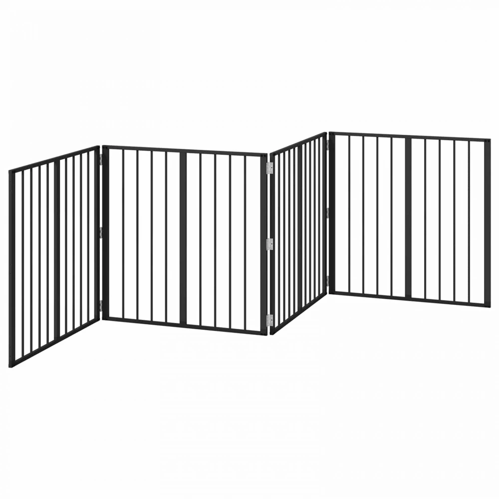 Šunų vartai 4 vnt. Juoda 80 x 80 cm Galvanizuotas plienas