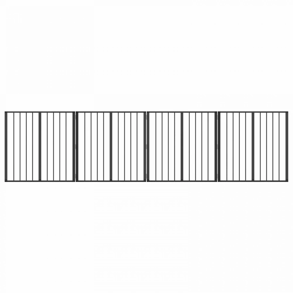 Šunų vartai 4 vnt. Juoda 80 x 80 cm Galvanizuotas plienas