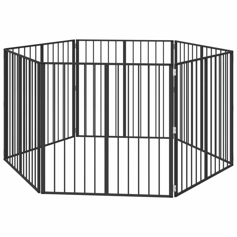 Šunų vartai 6 vnt. Juoda 100 x 100 cm Galvanizuotas plienas