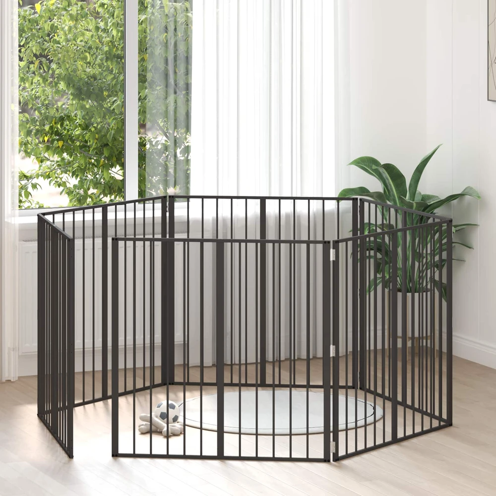 Šunų vartai 6 vnt. Juoda 100 x 100 cm Galvanizuotas plienas