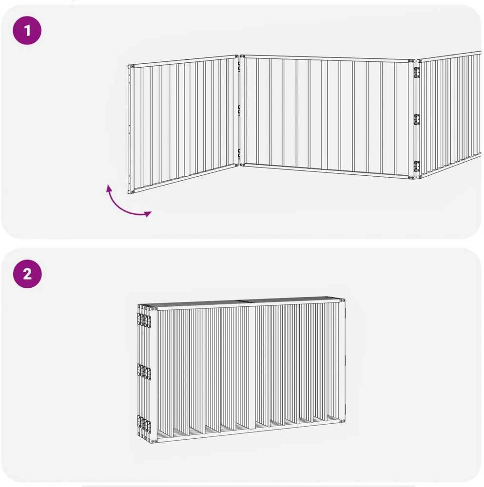 Šunų vartai 8 vnt. Juoda 100 x 60 cm Galvanizuotas plienas