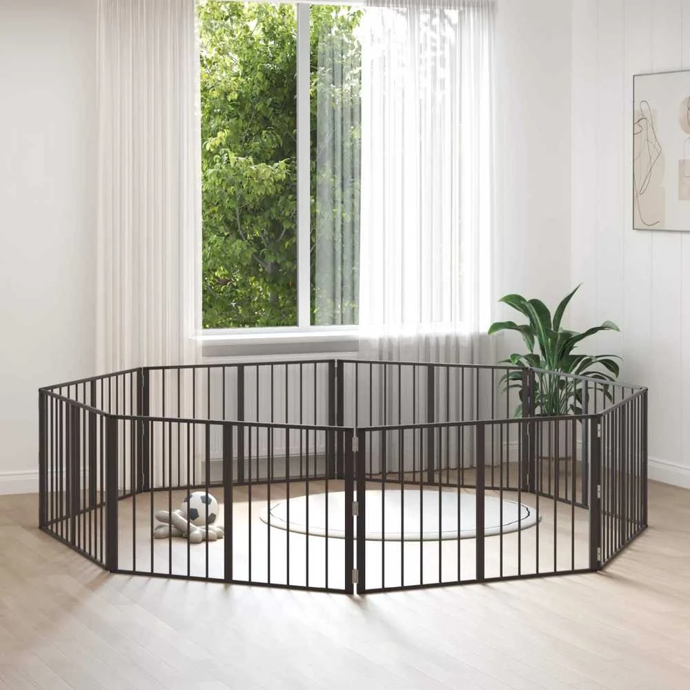Šunų vartai 8 vnt. Juoda 100 x 60 cm Galvanizuotas plienas