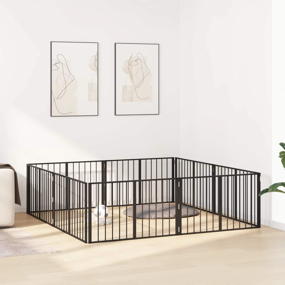 Šunų vartai 8 vnt. Juoda 100 x 60 cm Galvanizuotas plienas