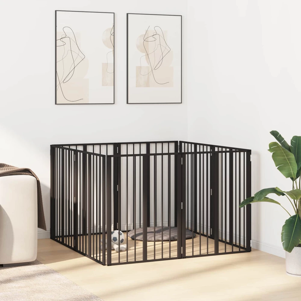 Šunų vartai 8 vnt. Juoda 60 x 80 cm Galvanizuotas plienas