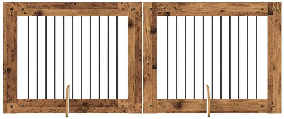 Sulankstomi šunų vartai su stovais 2 vnt. Sendintos medienos