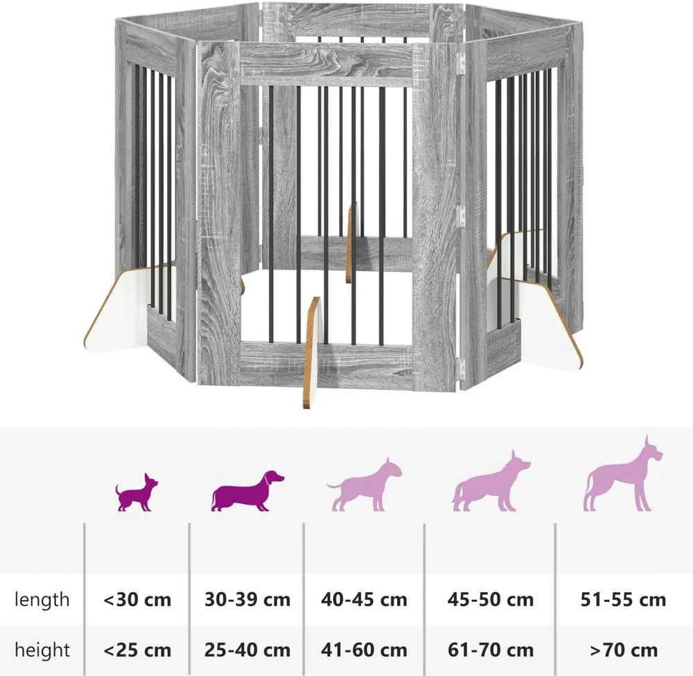Sulankstomi šunų vartai su stovais 6 vnt. Pilka Sonoma 362 cm