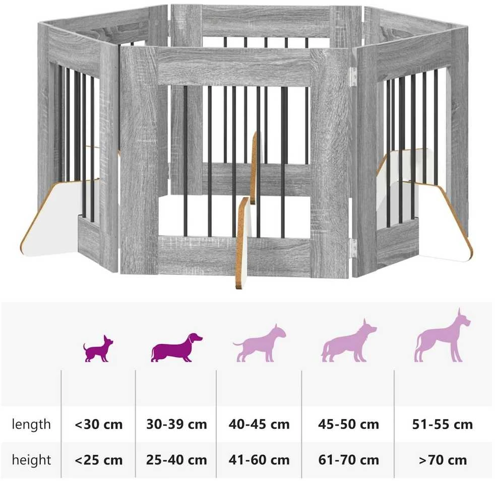 Sulankstomi šunų vartai su stovais 6 vnt. Pilka Sonoma 362 cm
