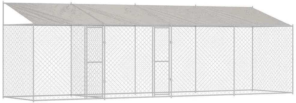 Šuo narvas su stogu Sidabrinė 800 x 200 x 256 cm Plienas ir PE