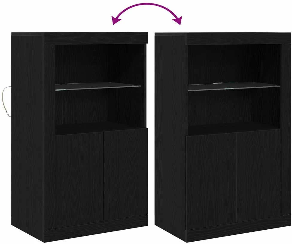 LED Bufetas 60,5 x 37 x 100 cm Apdirbta mediena Juodas ąžuolas