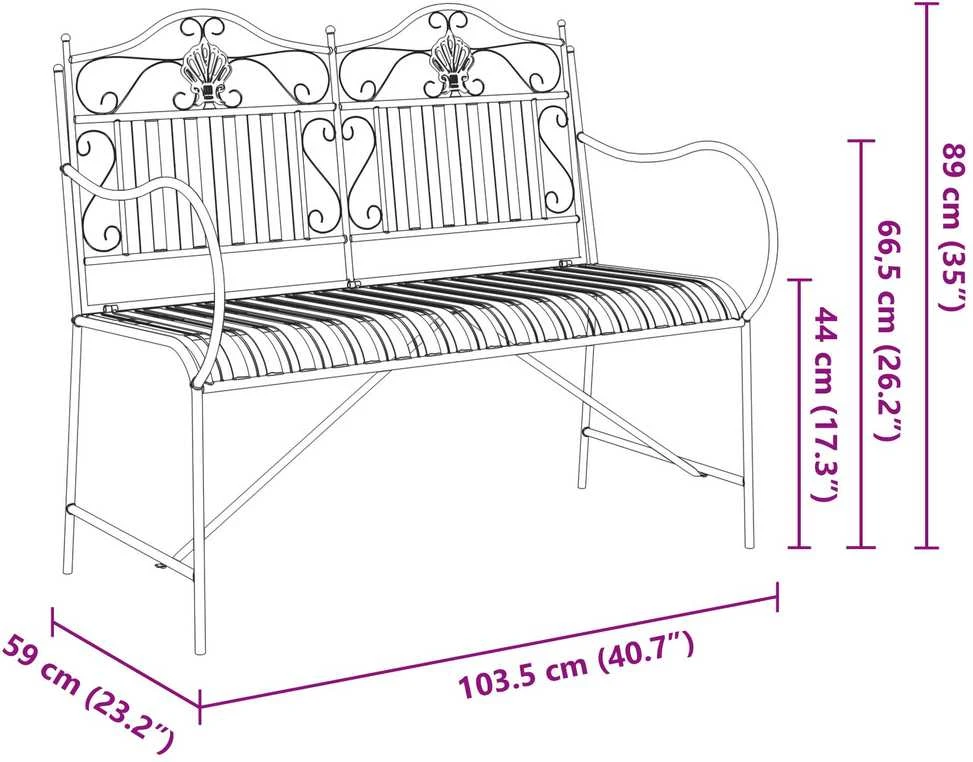 Sodo suolas 2 -Seater 103,5 x 59 x 89 cm Plienas Antikinė balta