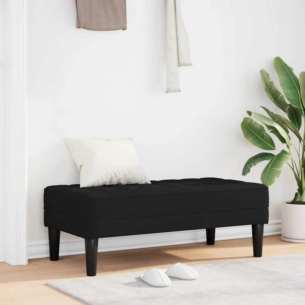 suoliukas su pagalve Juoda 113 x 57 x 39 cm audinys