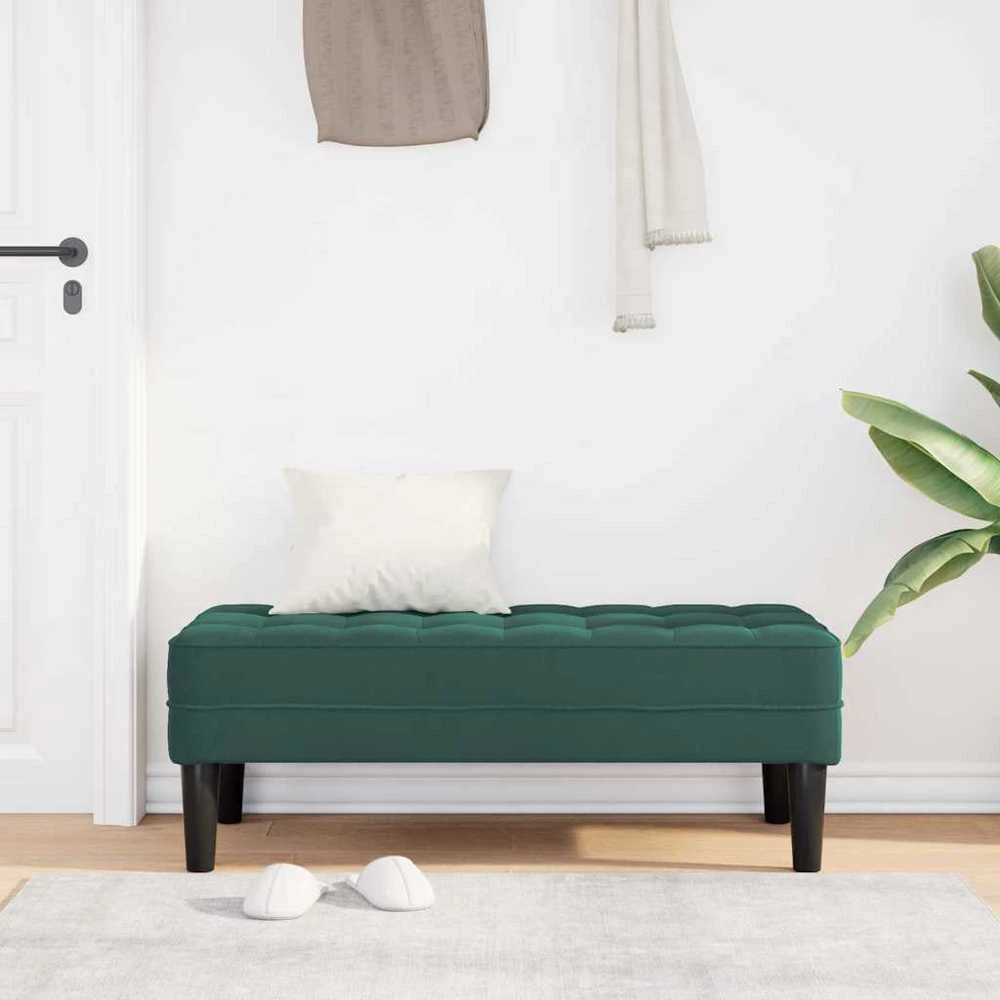 suoliukas su pagalve Tamsiai žalia 113 x 57 x 39 cm Aksomas