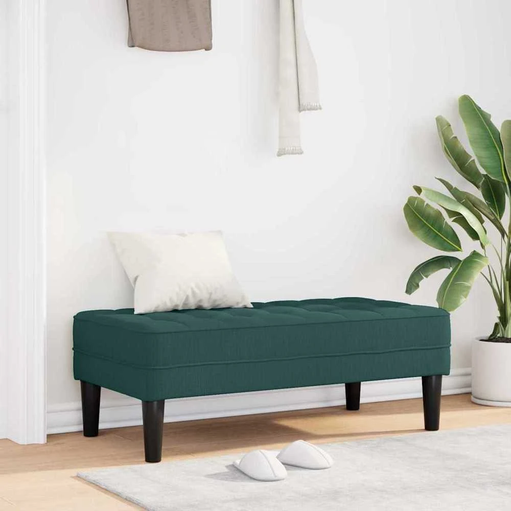 suoliukas su pagalve Tamsiai žalia 113 x 57 x 39 cm audinys