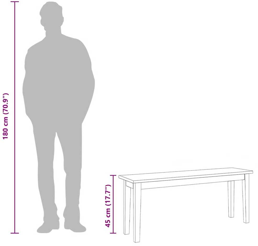 Suoliukas 110 cm Balta medžio masyvo guma