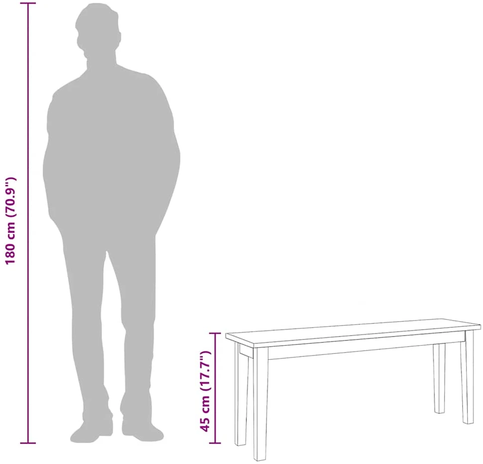 Suoliukas 110 cm Medžio masyvo guma