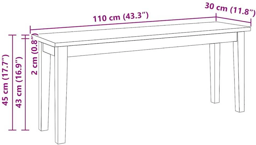 Suoliukas 110 cm Medžio masyvo guma