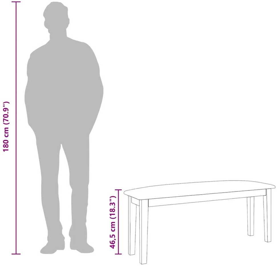 Suoliukas 110 cm Ruda medžio masyvo guma